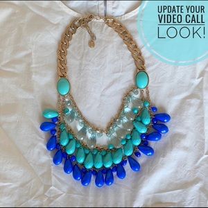 2/$60 Turquoise blue gold statement necklace